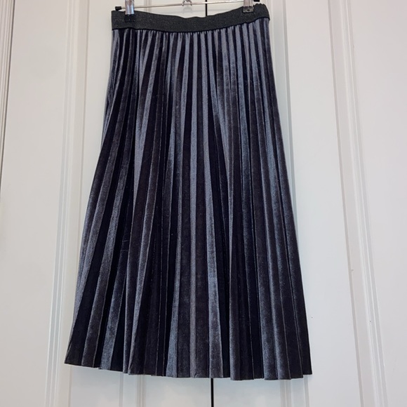 NWOT Gray Velour pleated skirt - Picture 3 of 4
